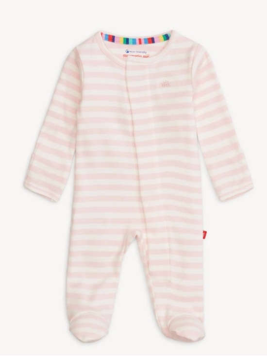 Magnetic Me Other - Magnetic Me Baby Striped One-Piece Footed Sleeper - Pink & White. Size 0-3
